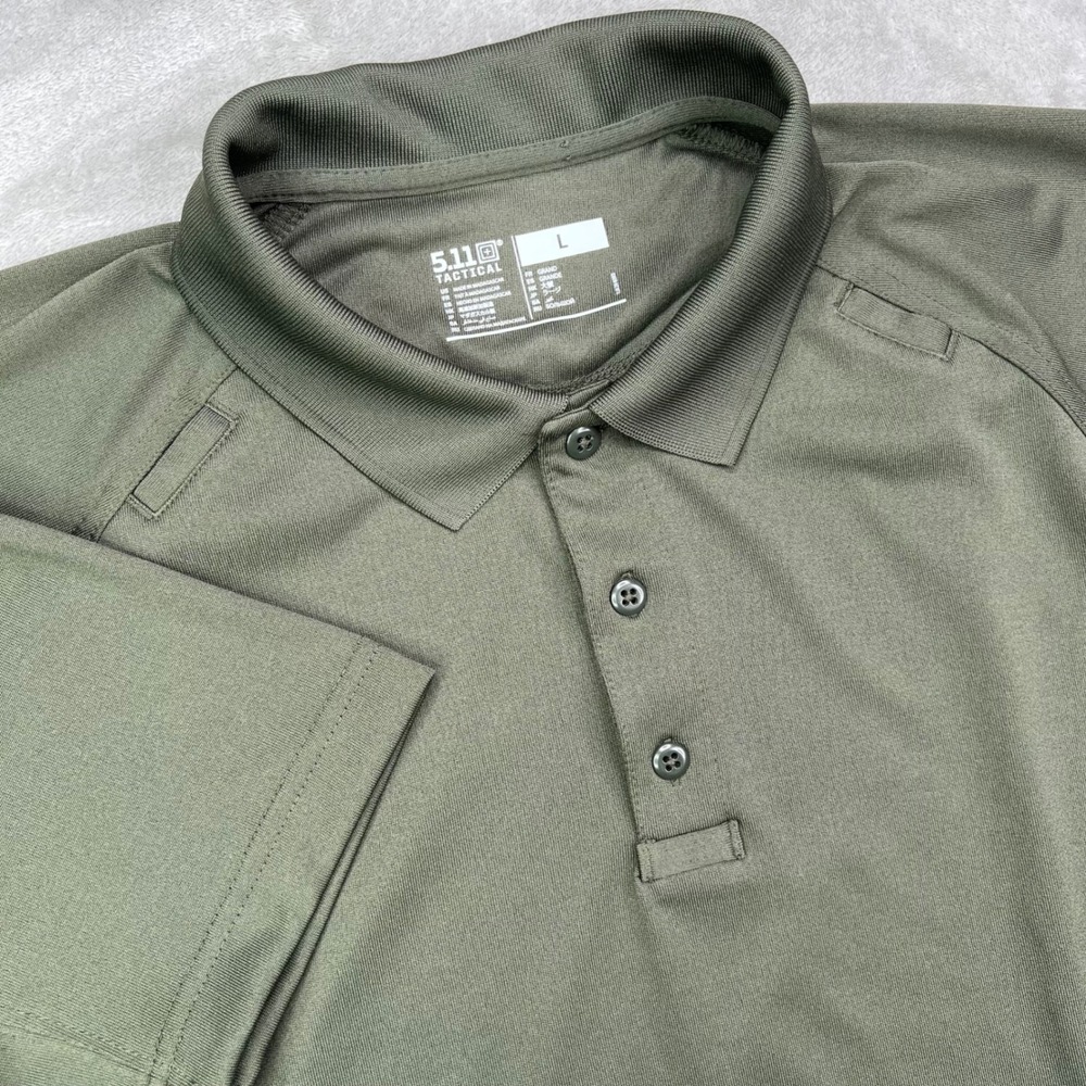 5.11 Tactical Performance Polo Shirt Mens L Green Solid Moisture Wicking Utility